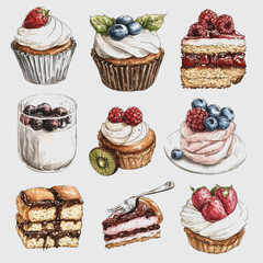 Delicious cupcakes with various toppings showcasing vibrant colors and intricate designs perfect for sweet treats dessert photography and bakery marketing concepts