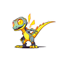 Cheerful Yellow and Gray Lizard Cartoon