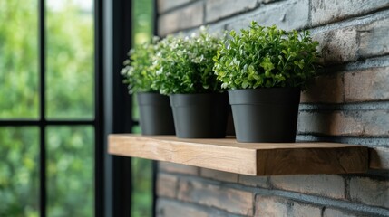 Indoor plant wall shelf enhances home decor with lush greenery