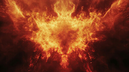 Fototapeta premium Glowing fiery phoenix forming in dynamic flames and smoke effects