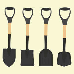 shovel tools vector collection set