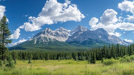 A wide shot of a mountain range with visible signs of a past avalanche.