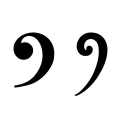 Two decorative apostrophe icon silhouette vector illustration design on white background.