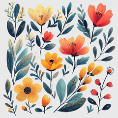 Vibrant Spring Decor Featuring a Bunch of Fresh Colorful Flowers with Lush Green Leaves Captured in Perfect Natural Lighting for Seasonal Home Decoration Inspiration