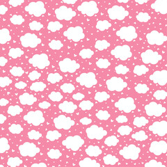 Background pattern with clouds and hearts for Valentines Day