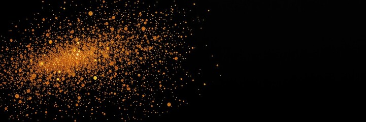 Golden particles on a black isolated, Shimmering Light Particles on a Black Background