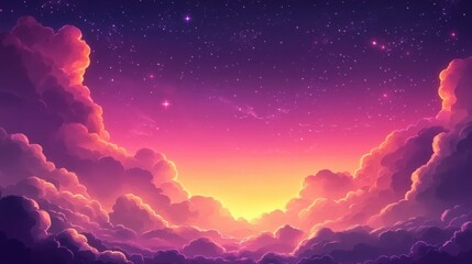 Twilight skyscape featuring deep purple and pink gradients fantasy landscape magical ambiance celestial viewpoint