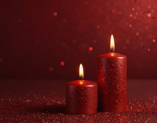 red candles in sparkles. for Valentine's Day