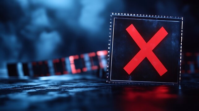 Red X error symbol on dark tech background.