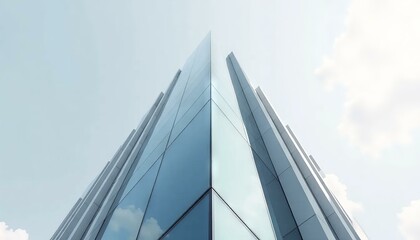 Modern Glass Building, Sky View, Architecture, Minimalist, Geometric