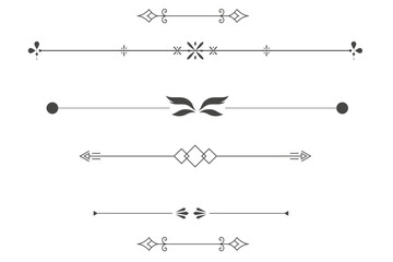 Elegant decorative dividers with minimalist geometric design and artistic elements. Ornaments and Frames. Drawing geometrics line. Decoration, banners, posters, emblems, labels. 