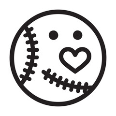  Valentine's Day, base ball smile vector silhouette illustration