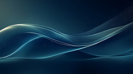 Abstract Teal Wave Background Design With Glowing Lines