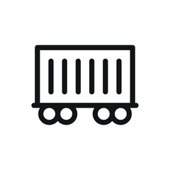 Railway cargo container line icon, train freight wagon vector symbol with editable stroke