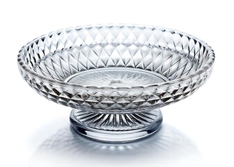 Elegant empty glass dish on white isolate background.