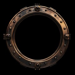 Obraz premium Round copper and black metal frame with rivets.