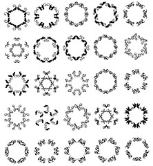 set of circle floral frame