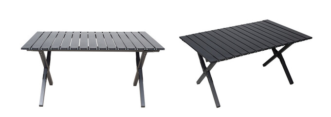 Folding table for camping on white background.