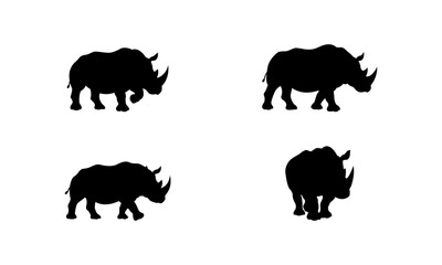 Rhino silhouette set in black and white