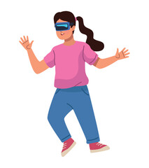 woman in digital glasses in metaverse