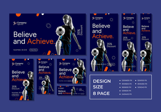 Sports Social Media Web Banner Set Layout