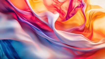 Obraz premium Vibrant Silk Swirl: A mesmerizing abstract image of colorful silk fabric swirling in dynamic motion, showcasing rich textures and vibrant hues. 