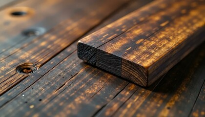 Dark Wooden Plank on Table, Wood Texture Detail