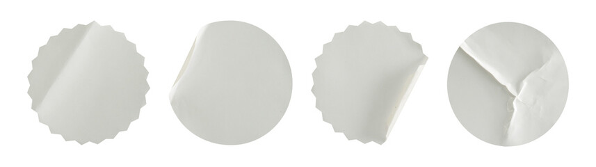 Collection of round glued sticker mockup