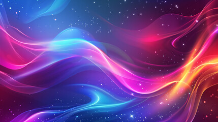 Obraz premium Vibrant Abstract Wave Illustration with Cosmic Starry Background for Creative Design and Digital Art Projects