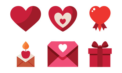 Love Icons: Hearts, Gifts, Champagne