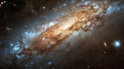 Obraz premium A colorful galaxy glowing with vibrant stars and luminous nebulas in space.