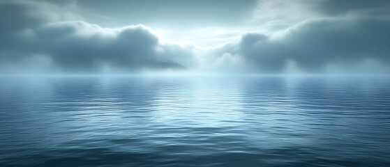 Serene ocean scene under a cloudy sky.