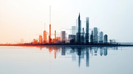 Obraz premium Energy production market trends graphing urban skyline analysis