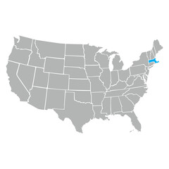 United states of America country - high detailed illustration map. Blank similar USA map isolated on white background. Vector template state Massachusetts.