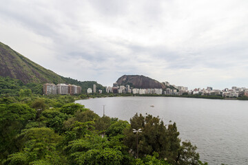 View of Rodrigo de Freitas Lagoon in Rio de Janeiro.