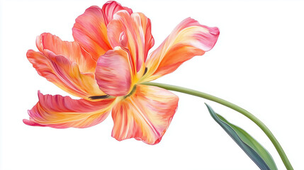 Fototapeta premium Beautiful blooming tulips in vibrant colors, isolated on white 