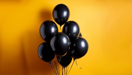 black balloon with yellow background