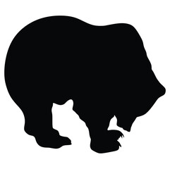Vector bear silhouette isolated on white background.