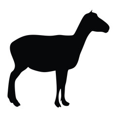 Mountain alps goat. Ibex goat  female  vector silhouette illustration isolated on white background. Wild animal symbol