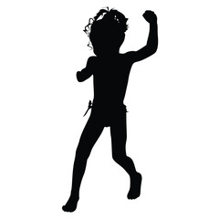 little girl is playing and jumping silhouette