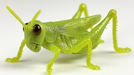 Fototapeta premium Closeup of a Vibrant Green Grasshopper