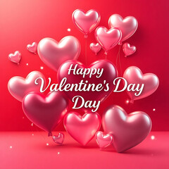 Heart-shaped Balloons Celebrate Happy Valentine's Day