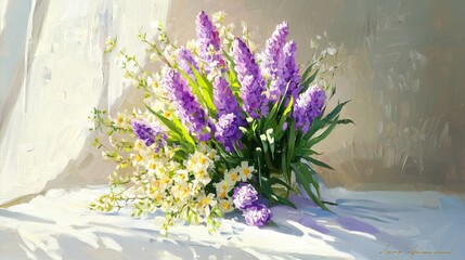 Obraz premium A Bouquet of Spring Flowers in a Still Life Painting