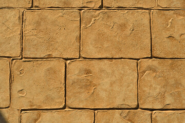 Closeup brown brick wall background, Seamless rustic solid surface concrete texture
