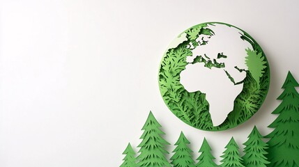 Artistic Papercut Earth Design on White