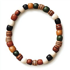 Obraz premium Colorful beaded necklace on a white isolate background.