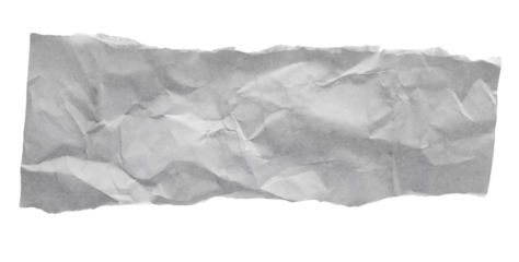  Ripped, crumpled white paper scrap isolated, clipping path