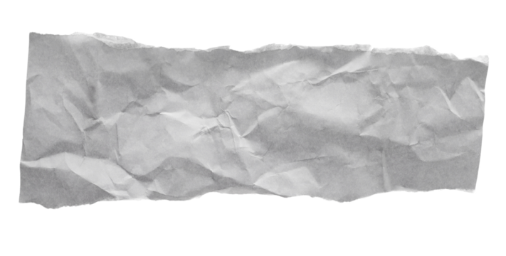  Ripped, crumpled white paper scrap isolated, clipping path