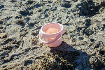 bucket and spade on beach