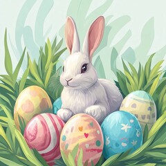easter bunny and eggs art generation